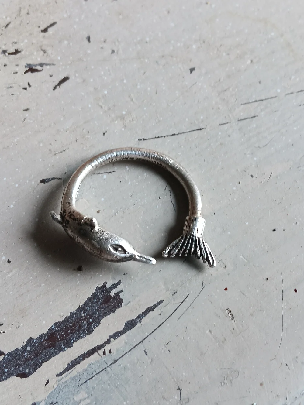 Vintage 925 Sterling Silver Dolphin Keychain Keyring